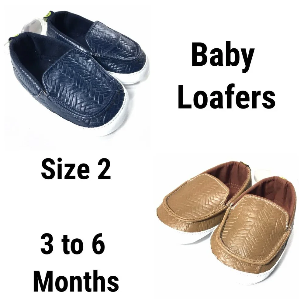 2 NWT First Steps 3M-6M Baby Shoes Boys Moccasins Loafers 2 Blue Brown Toddler